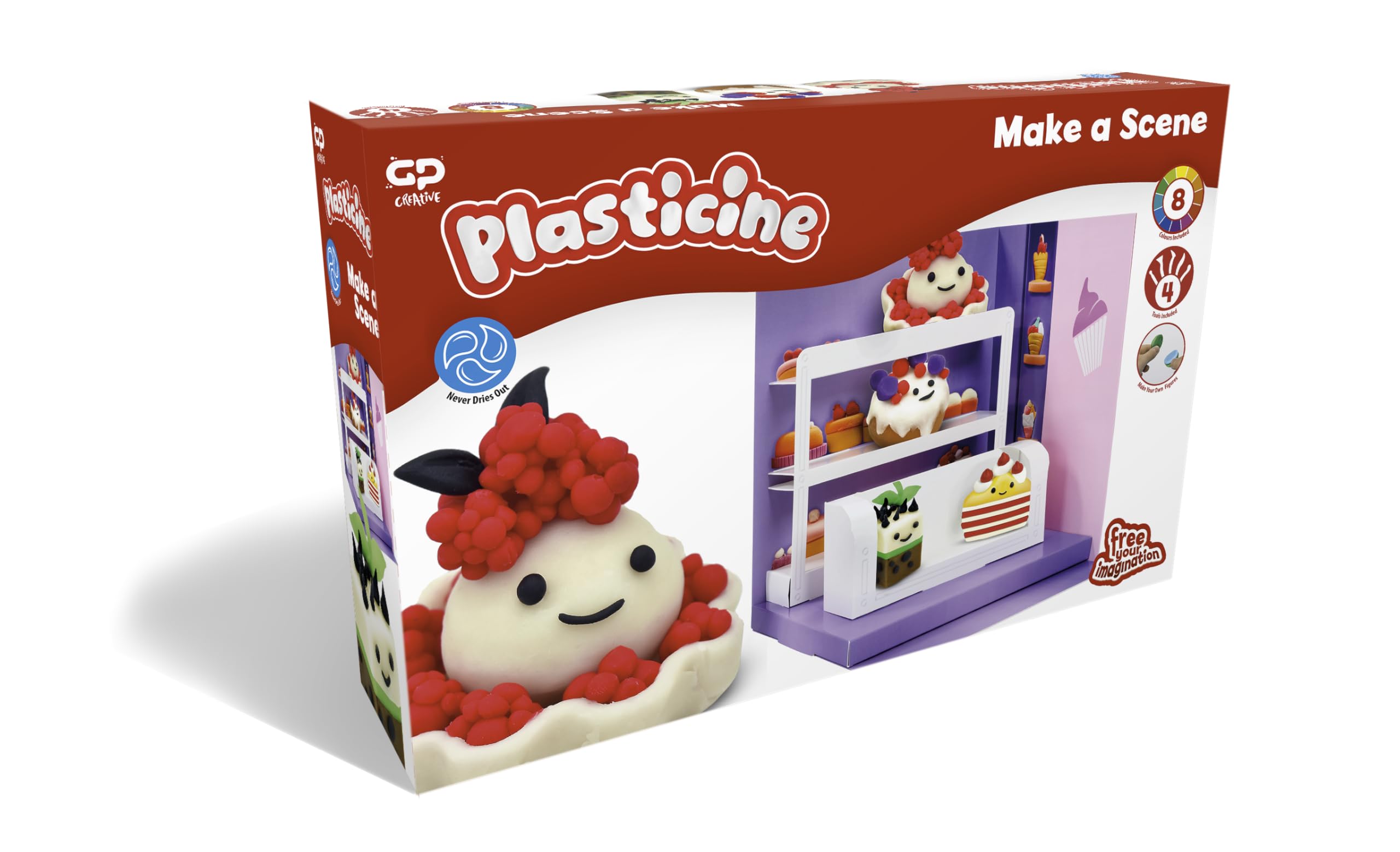 The Original Plasticine, Make A Scene Deluxe Sweet Shop – Modelling Clay Set for Kids – Includes Reusable Plasticine Colours, Tools & Backdrop – Mess-Free Creative Play Activity – Ideal for Ages 3+
