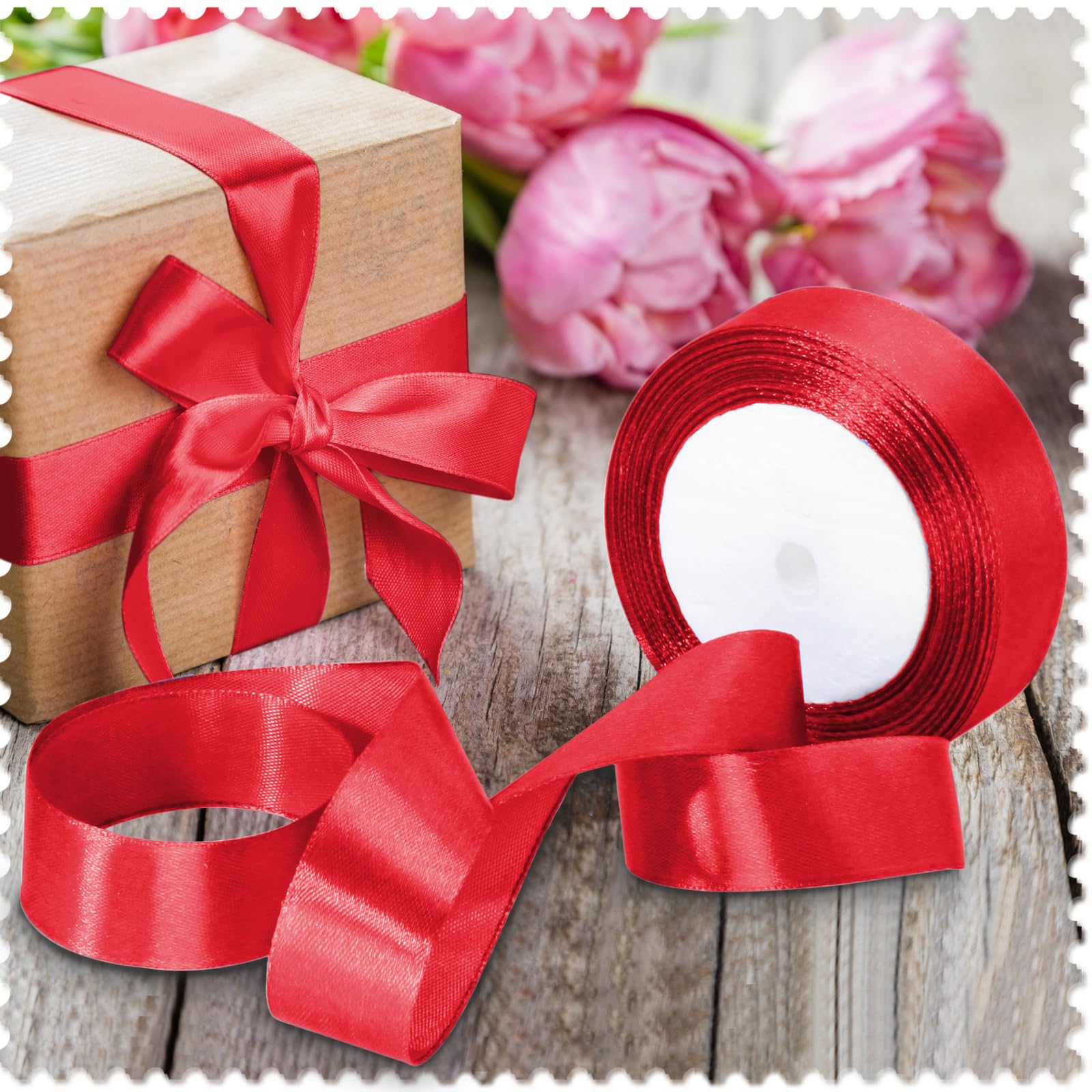 Snapklik.com : 1 Inch Red Satin Ribbon, 25 Yards Solid Color Ribbon ...