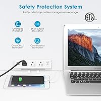 Vista 4 de Regleta de alimentación de 3 tomas de corriente alterna para escritorio, estación de alimentación de carga USB, enchufe central de alimentación