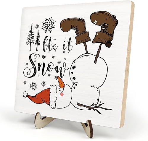 Miniatura 8 de Letrero de placa de madera con texto en inglés "Merry Christmas", letrero de madera para decoración de escritorio de oficina en casa, 5.9 x 5.9