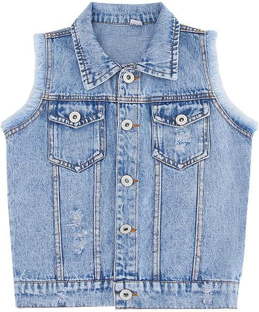 Kinder Denim Weste – ärmellose Jeansweste Für Jungen & Mädchen (Style2 Blue)