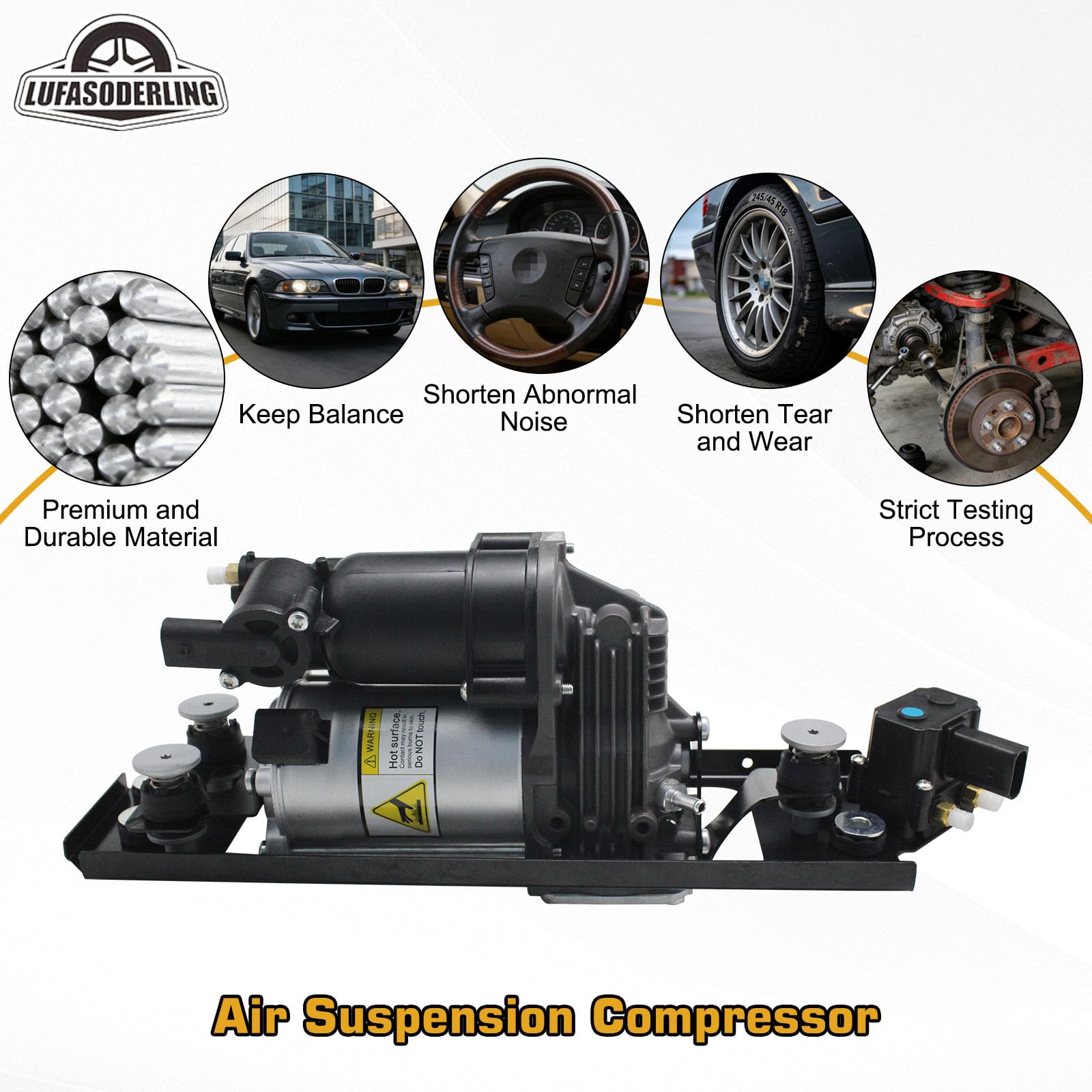 E61 Luftfederung Kompressor+Halterung+Ventilblock Kompatibel mit BMW 5er E61 Touring 520d 525d 530d 530xi 523i 520i 530i 545i 550i M5 37206792855 37206859714 37106785505 37106793778