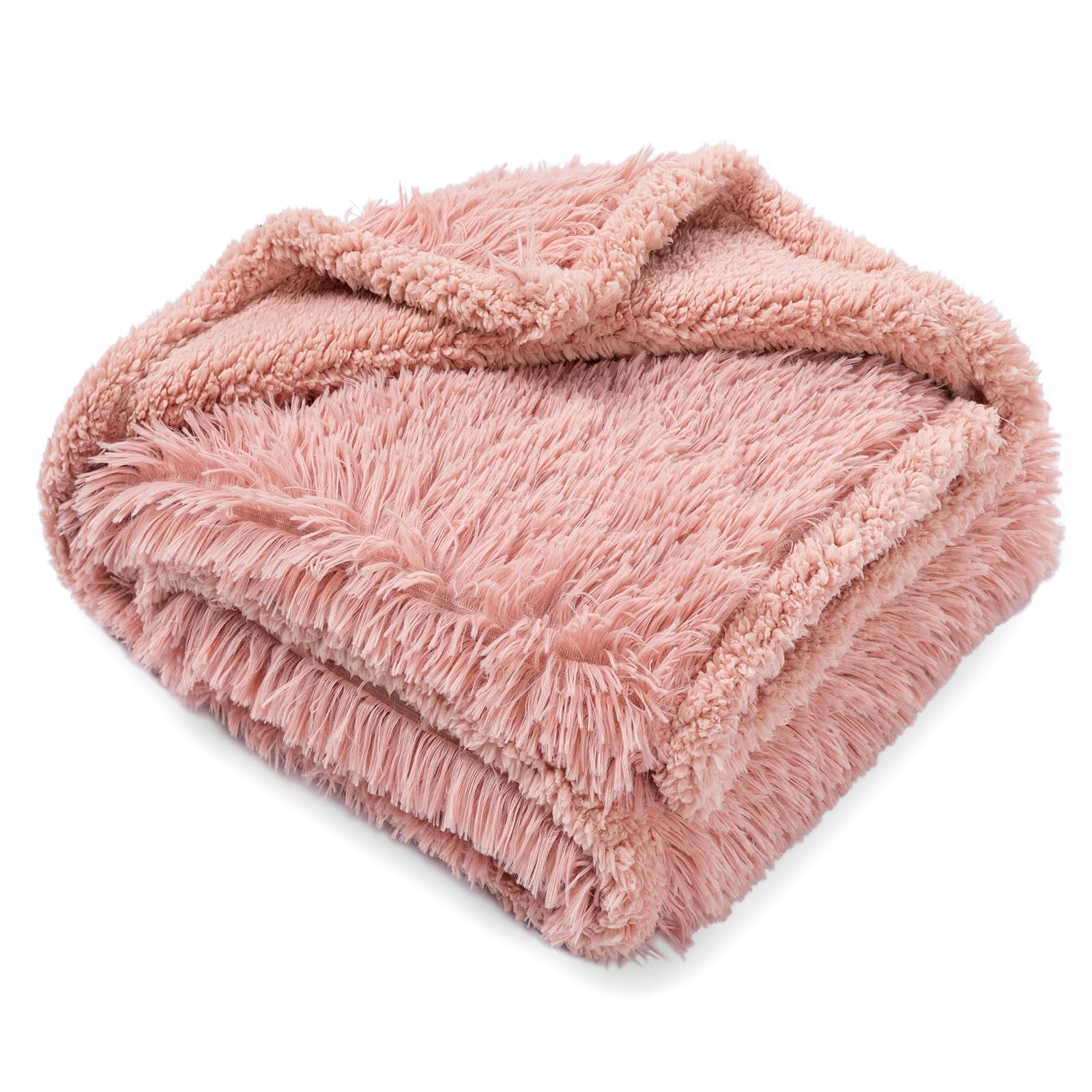 Waterproof Dog Blanket Pink Fluffy Long Faux Fur Pet Throw Blankets for Cats Cozy Warm Couch Mat for Puppy Love Bed Cover Washable(Pink,XL)