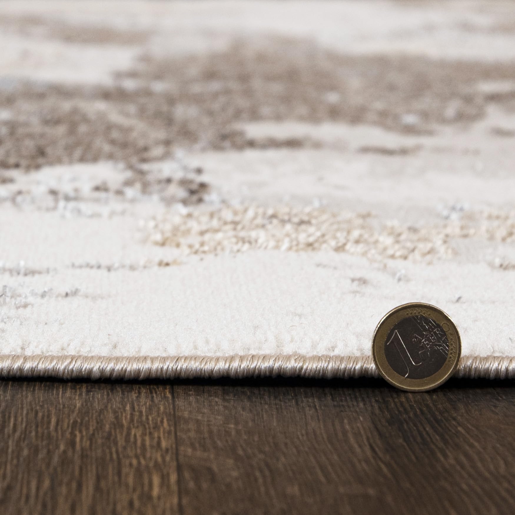 Mazovia Teppich Läufer Flur 120x375cm Beige Creme Abstrakt Modern Kurzflor