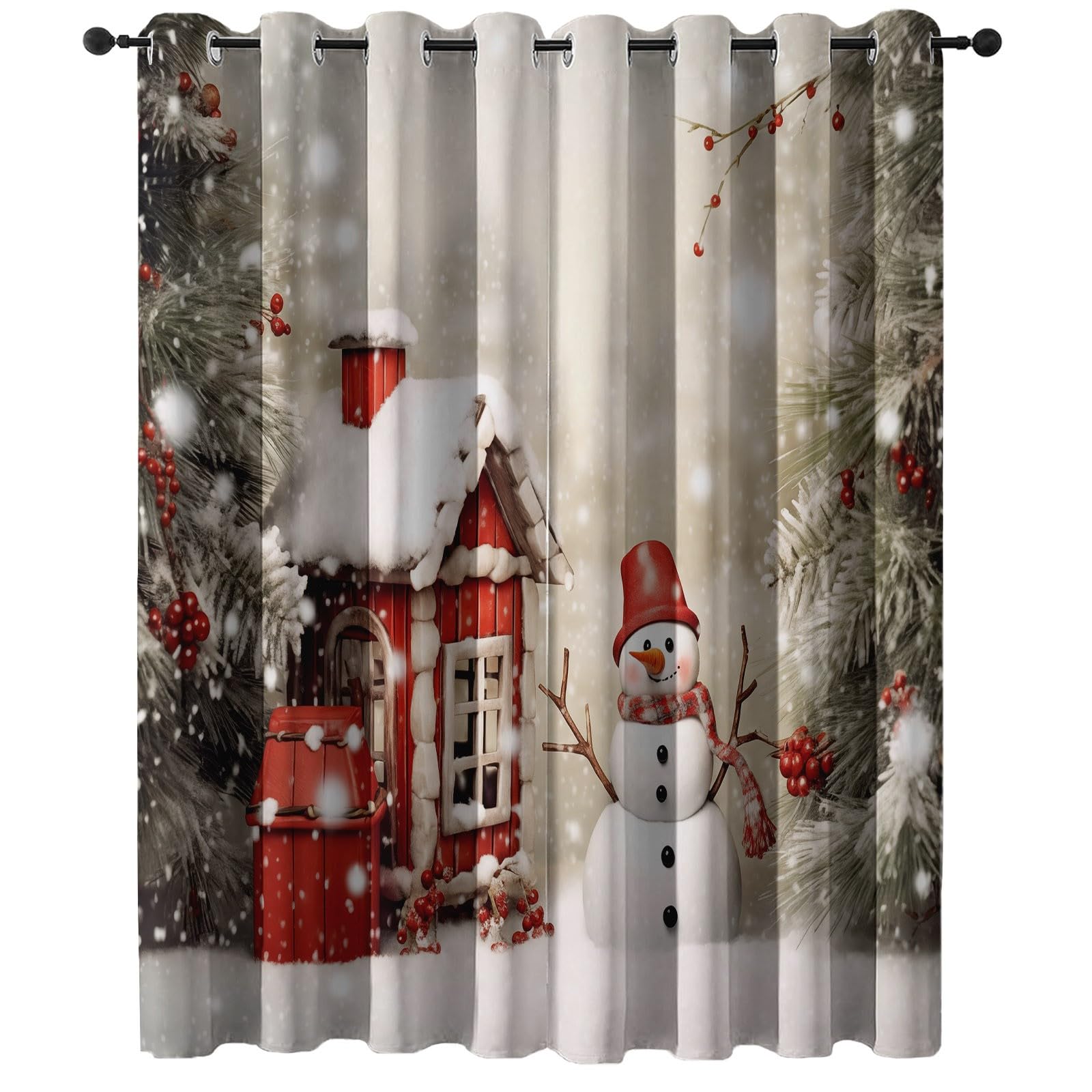 Rideau de chambre occultant bonhomme de neige pour le sommeil des enfants