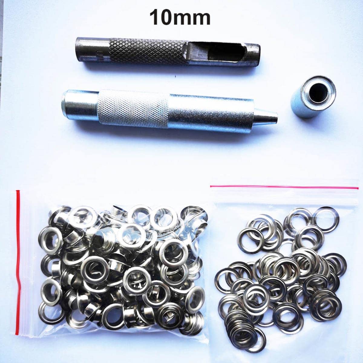 10mm 100Set Argento/Oro/Nichel Nero/Bronzo/Multicolore Occhiello e Occhiello Punzone Punzone Set di Strumenti Pulsante in Metallo per DIY Artigianato in Pelle - Cina,10mm strumento 100 bianco