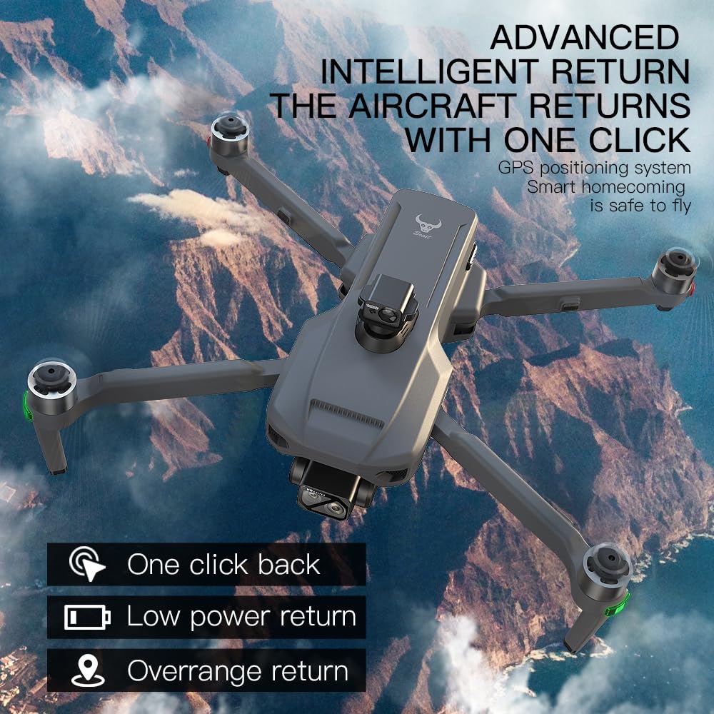 SG909 Drohne mit Kamera 4K für Erwachsene, 3 Achsen Gimbal stabilization,6km Videoübertragung, RC Bildschirmfernsteuerung, 360° Hindernis Vermeidung, Faltbarer Quadcopter, 3 Batterien