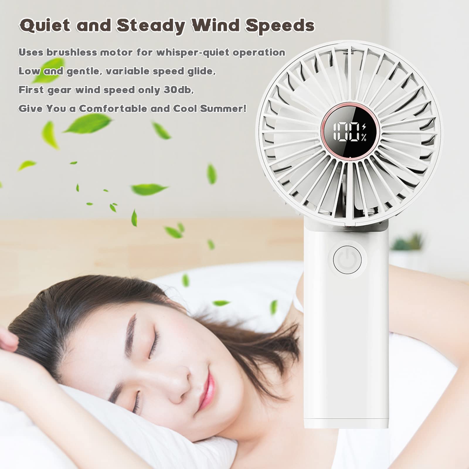 Rechargeable Handheld Fan 2-in-1 Portable Handheld Fan With 5200mAh Power Bank - Foldable Personal Fan For Travel, Summer & Makeup Foldable Personal Cooling Fan For Travel