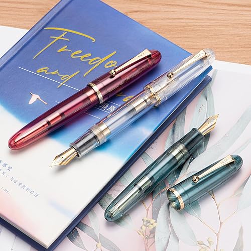 Miniatura 5 de Jinhao 9019 DaDao Series - Pluma estilográfica, tamaño 8, punta fina con convertidor de tinta grande recargable, diseño acrílico transparente y