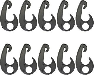 MEETOOT 10pcs PVC Car Tarpaulin Rope Hook Kayak Canoe Bungee Rope Line Rowing Boat Tie Cord Hook Bungee Hook Black Car Cover Plastic Hook
