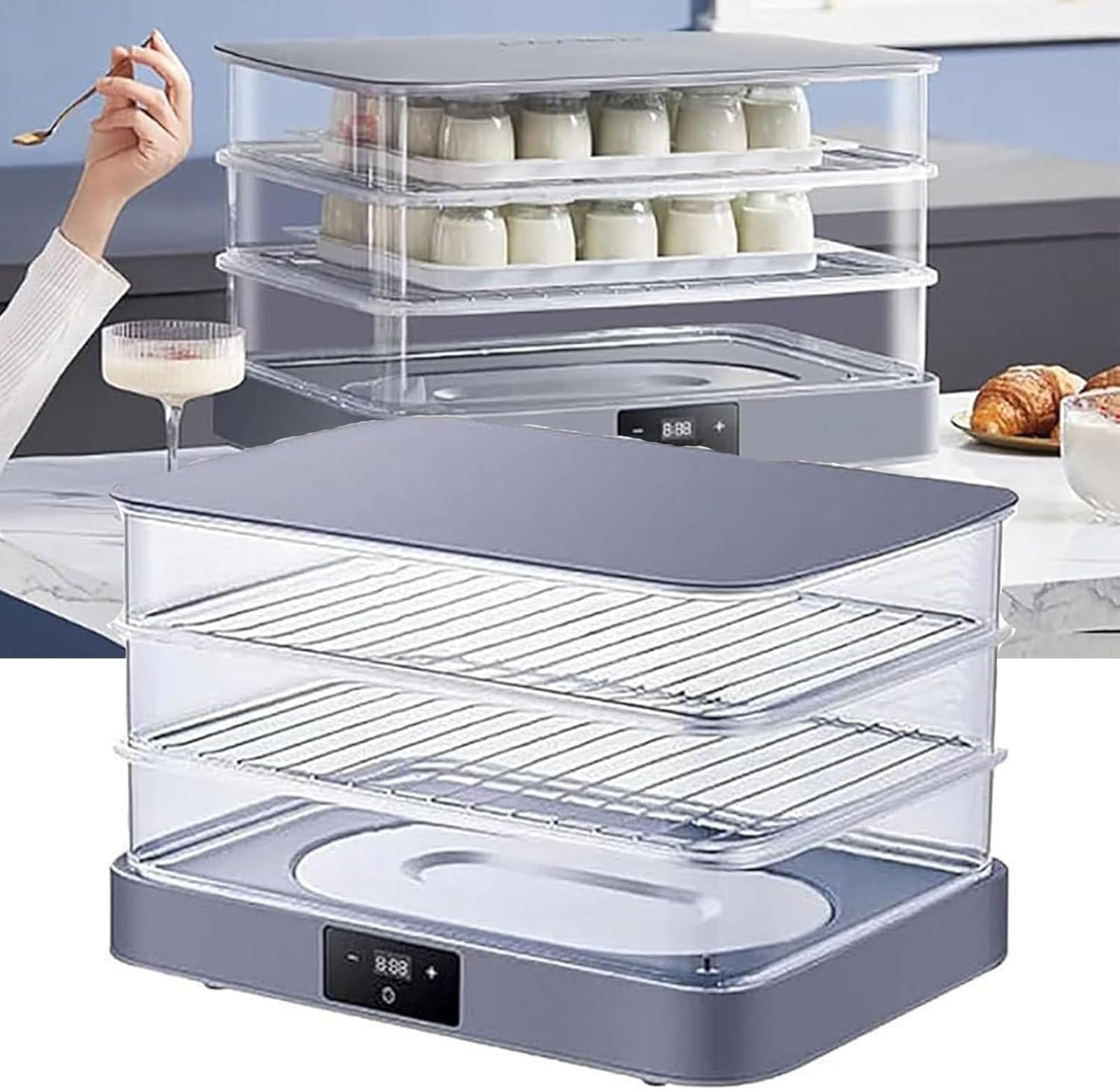 AWAYDD Removable Electric Bread Dough Proofer Machine,Bread Proofing Box,Adjustable 20~45°C Temperature, Automatic Humidity Control, Fermentation Evenly, for Home