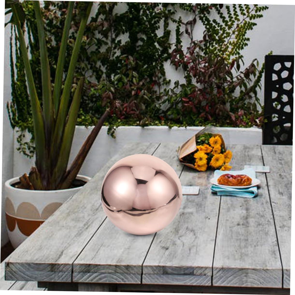 Sfera in Acciaio Inossidabile Lucidata Decorazione Da Giardino Sfera Riflettente Elegante Per Cortile e Prato Resistente e Duraturo