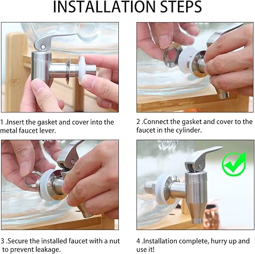 Miniatura 5 de GWENBHMTOOL Dispensador de bebidas, pulidores de espita de acero inoxidable para dispensador de bebidas, grifo de repuesto de latas de bebidas,