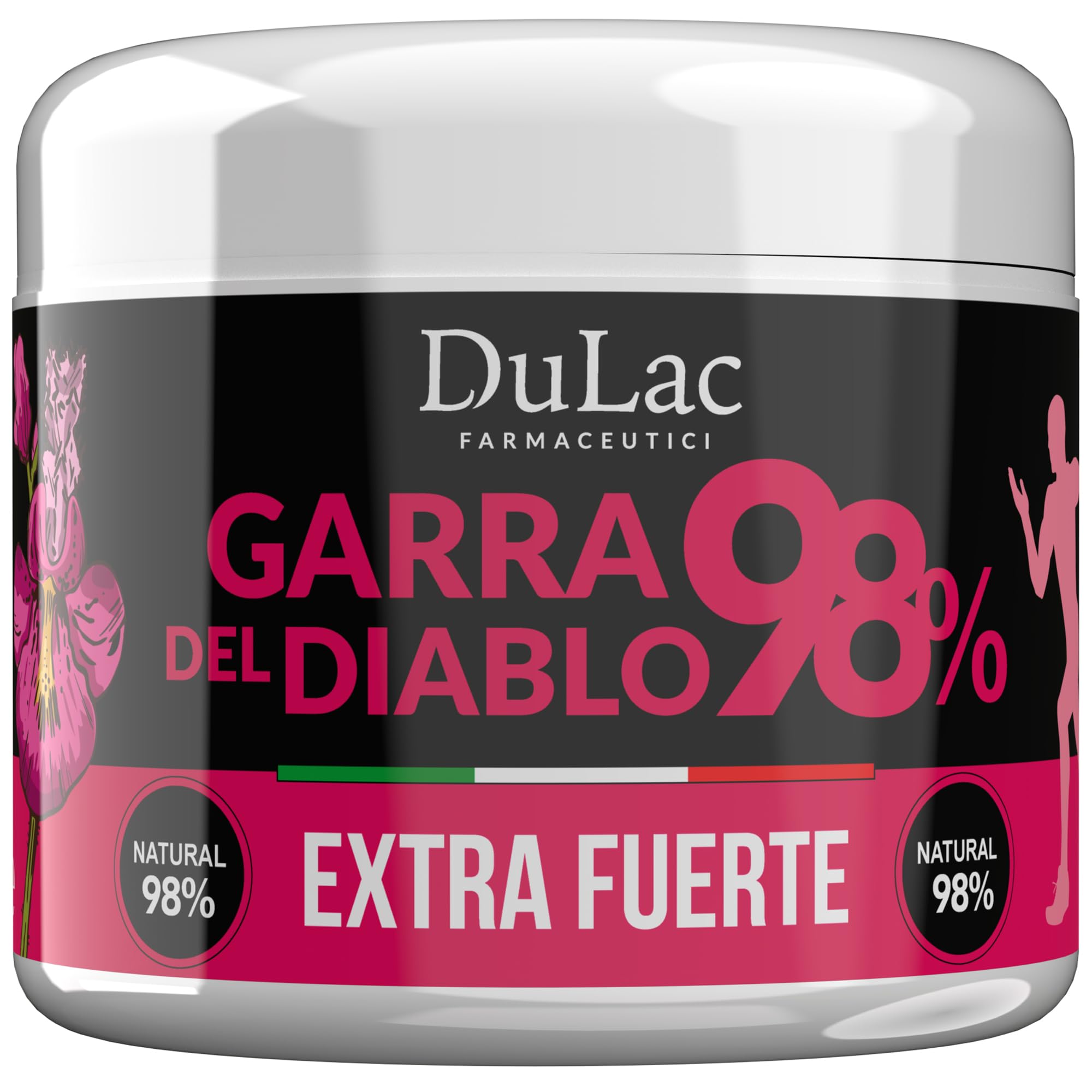 DuLàc, Garra del Diablo 98% 500 ml, Crema Gel con Jengibre, Mentol y Cúrcuma, para Masajes a Músculos y Articulaciones, Testado Dermatológicamente y sin Níquel, Made in Italy