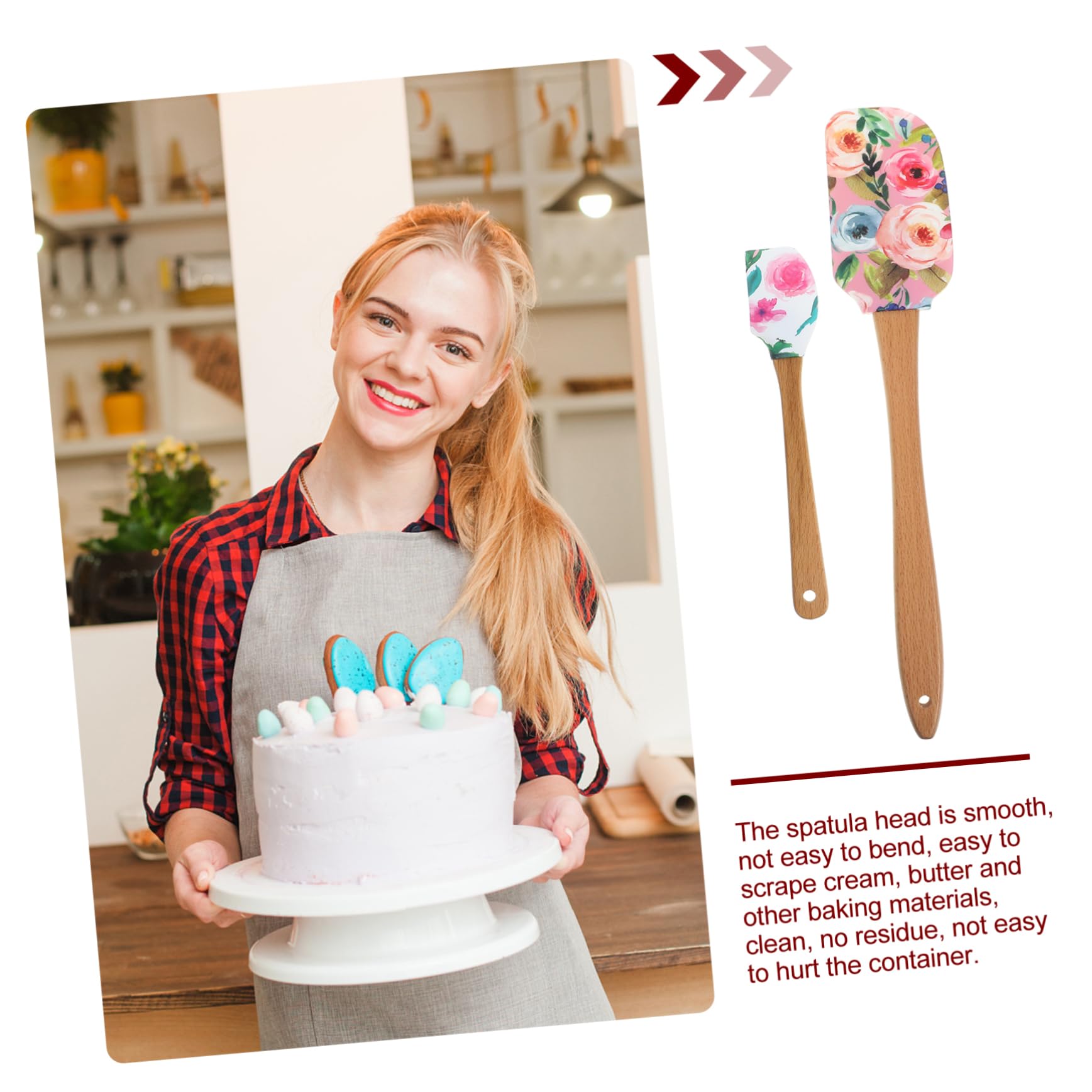 Cabilock 3 Juegos Espátula De Silicona Crema De Pastel Raspador De Pasteles Aplicador Silicona Espatula Esparcidor De De Espátula Para Hornear Madera 2 Piezas * 3