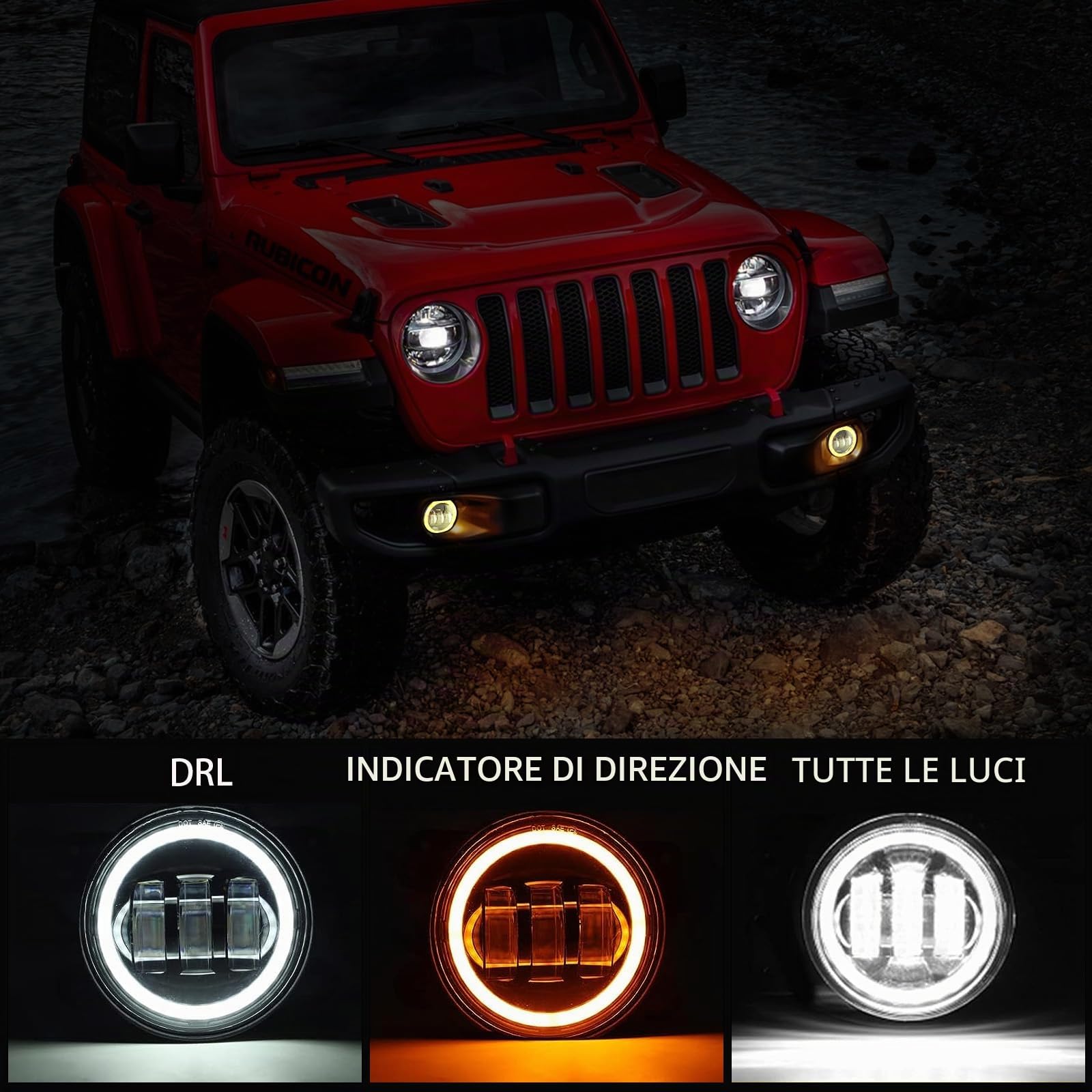 2PCS 10,2 cm rotondo nero 30 W LED fari paraurti anteriore con aureola DRL per Wrangler …