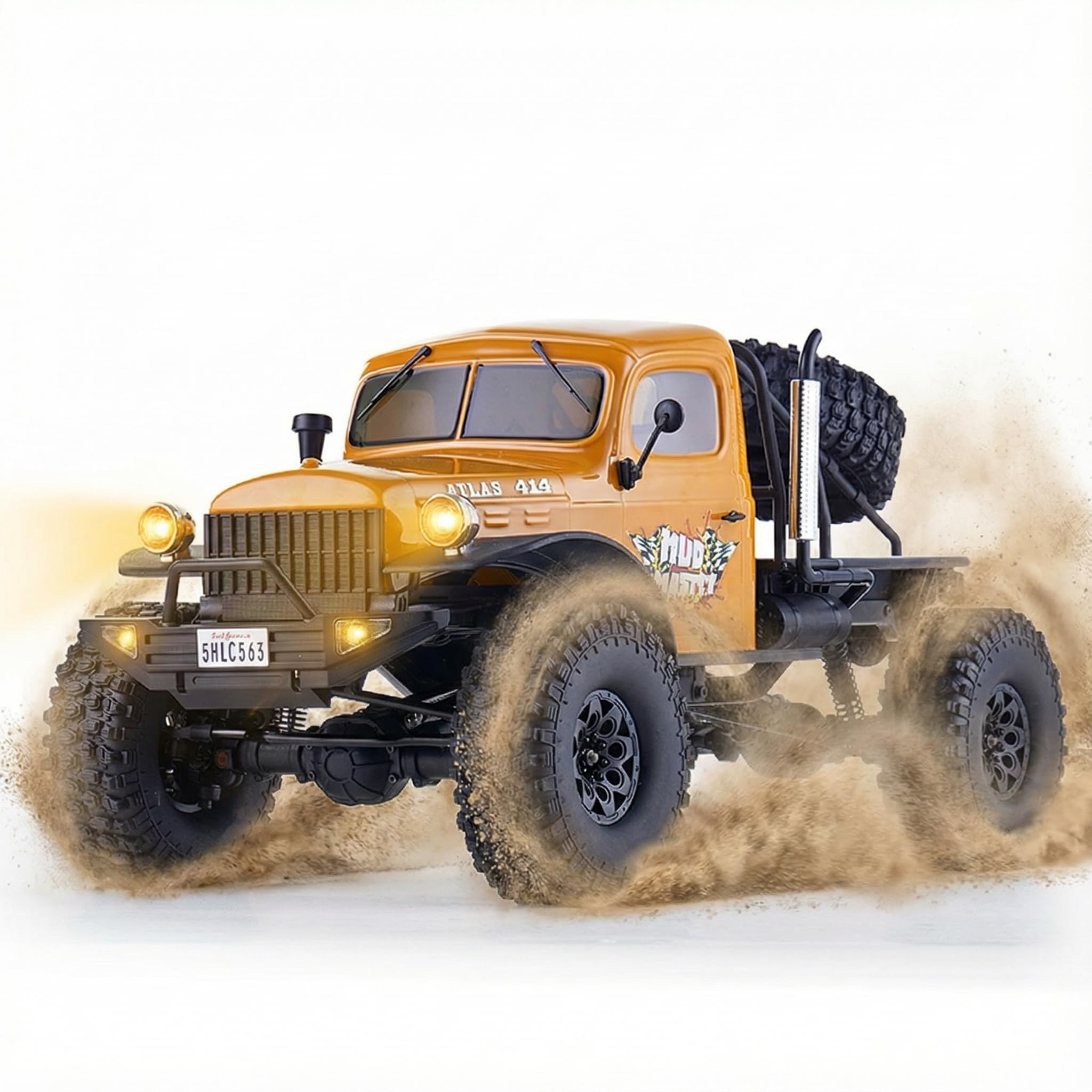 Rochobby 1/10 Atlas Ready Set RC Crawler RC Truck 4X4 with Lighting, 2.4GHz Radio,Ball Bearing, Metal-Gear Full,4 Link Suspension,Rapid Separation Car Body for Adult Yellow
