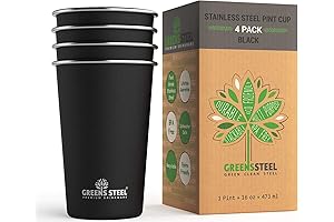 Stainless Steel Drinking Cups: Stackable and Durable 16 oz Metal Tumbler Pint Glasses (4-Pack)