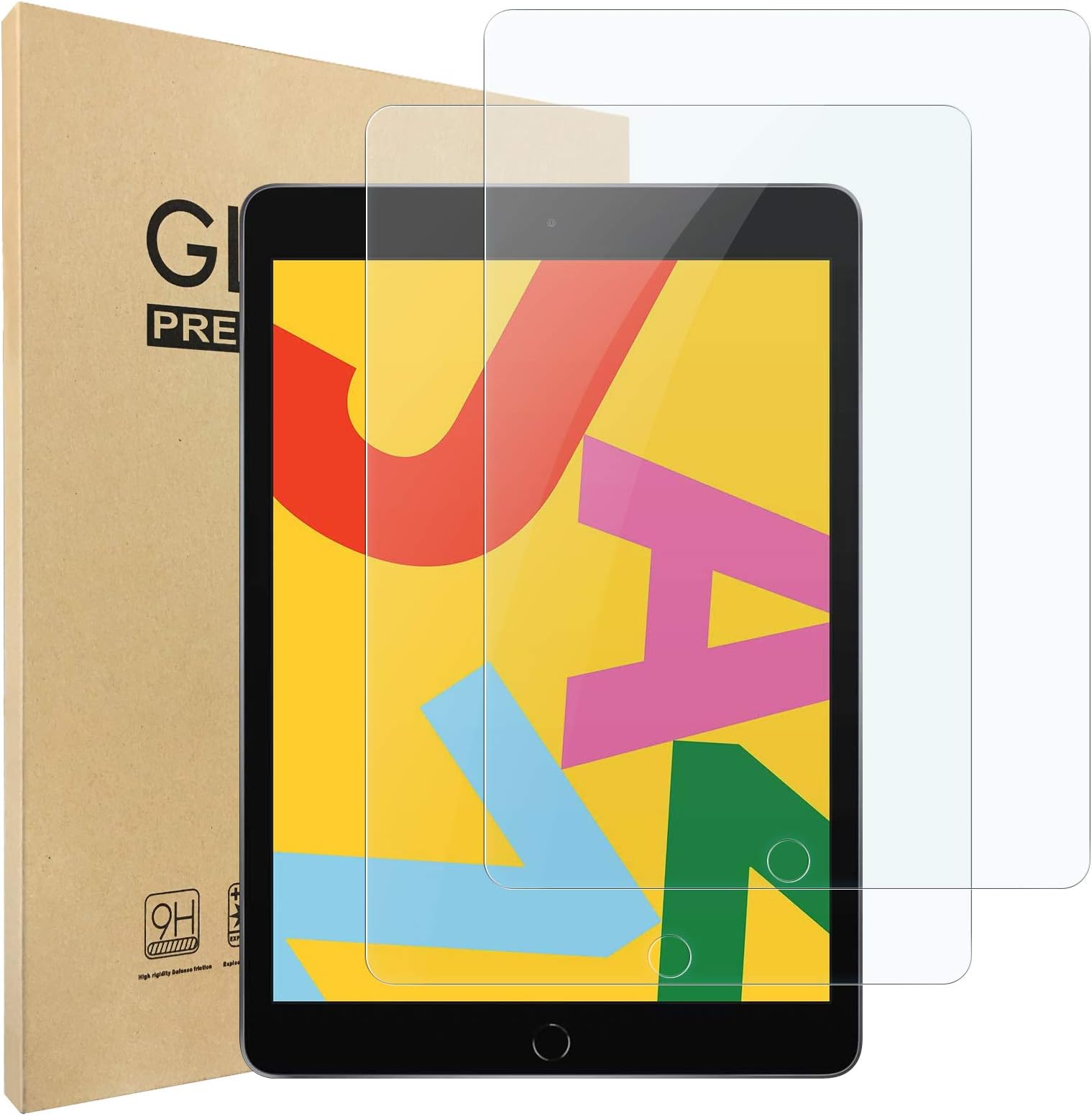 Hianjoo [2-Pack Screen Protectors Compatible with Apple iPad 10.2, [HD Clarity] [9 Hardness] Tempered Glass Compatible with Apple iPad 10.2 inch 7th 8th Generation
