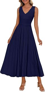 PRETTYGARDEN Women's Sleeveless V-Neck Knit A-Line Midi Dress - Summer Cocktail Wedding Guest Flowy High-Waisted 2026