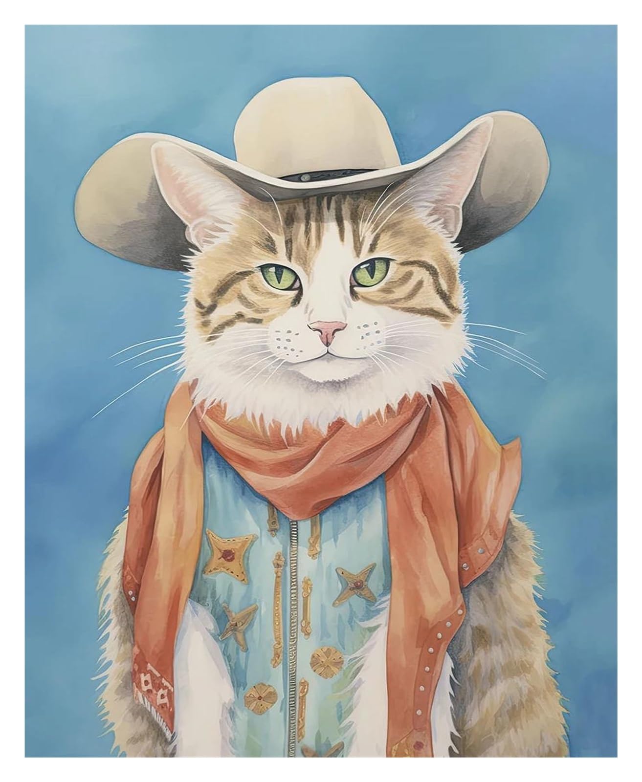 Affiches occidentales chat cowboy pour un salon vintage et cosy