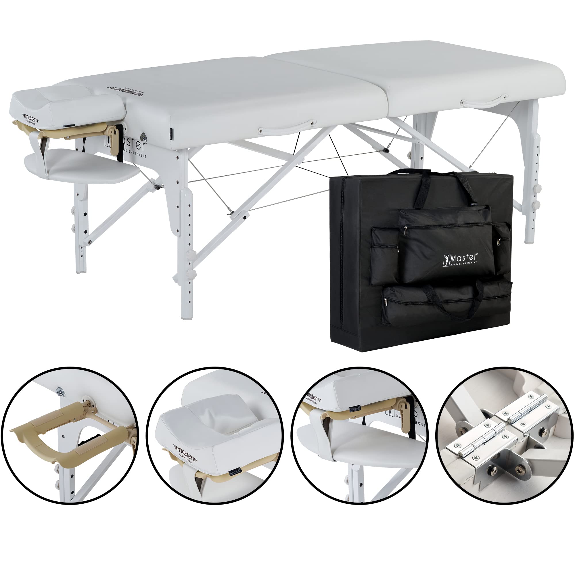 Master Massage Montclair Mobil Massageliege Klappbar Massagebett Massagebank Kosmetikliege Portable Beauty Bett aus Holz 71cm Schneeweiß