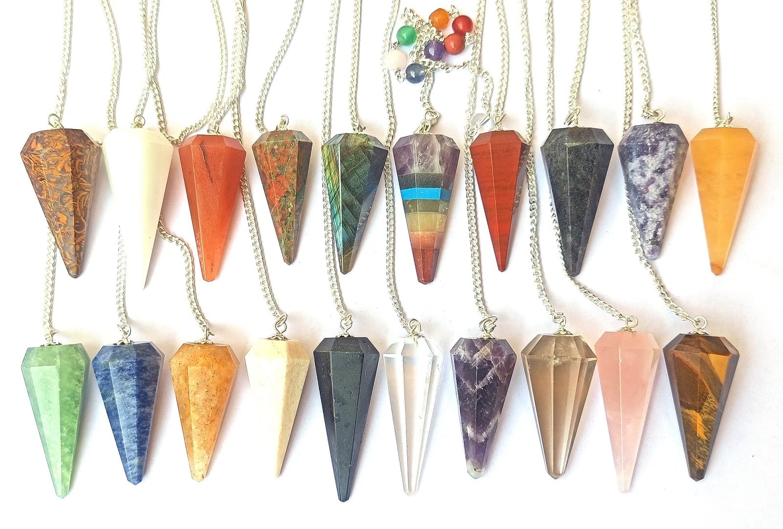 GEMSCITE Muchos péndulos de piedras preciosas a la moda, poderosos meditación psíquicos, éxito, regalo, Fengshui, prosperidad, salud, riqueza, reiki, radiestesia, energía, bienestar, cristal,