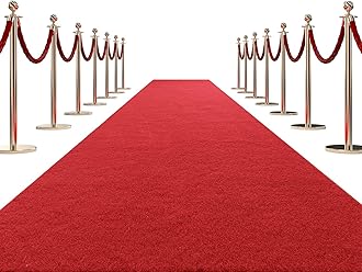HOMBYS 450 GSM Extra Thick 3x15 ft Red Carpet Runner for Partys & Events, Heavy-Duty Felt Aisle Runway Rug for Steps, Prom Proposal & Wedding Ceremony Decorations, Hollywood Oscars for VIP Awards