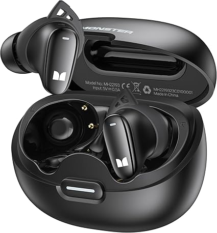 Monster N-Lite 206 Bluetooth Wireless Earphones, in-Ear Headphones, Bluetooth 5.4 Earbuds, Built-in Microphone, Comfortable Fit, Touch Control, Type-C Quick Charging, IPX6 Waterproof, 25H Playback