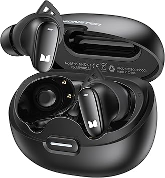 Monster N-Lite 206 Bluetooth Wireless Earbuds in Ear Headphones, Bluetooth 5.4 Ear Buds Built-in Mic, Comfortable Fit, Touch Control, Type-C Fast Charging, IPX6 Waterproof, 25H Playtime, Deep Black