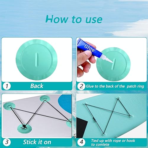 Miniatura 3 de Paquete de 6 parches circulares de acero inoxidable para barcos inflables de PVC, kayak, SUP, canoa, cubierta de surf, accesorios de tabla de surf,