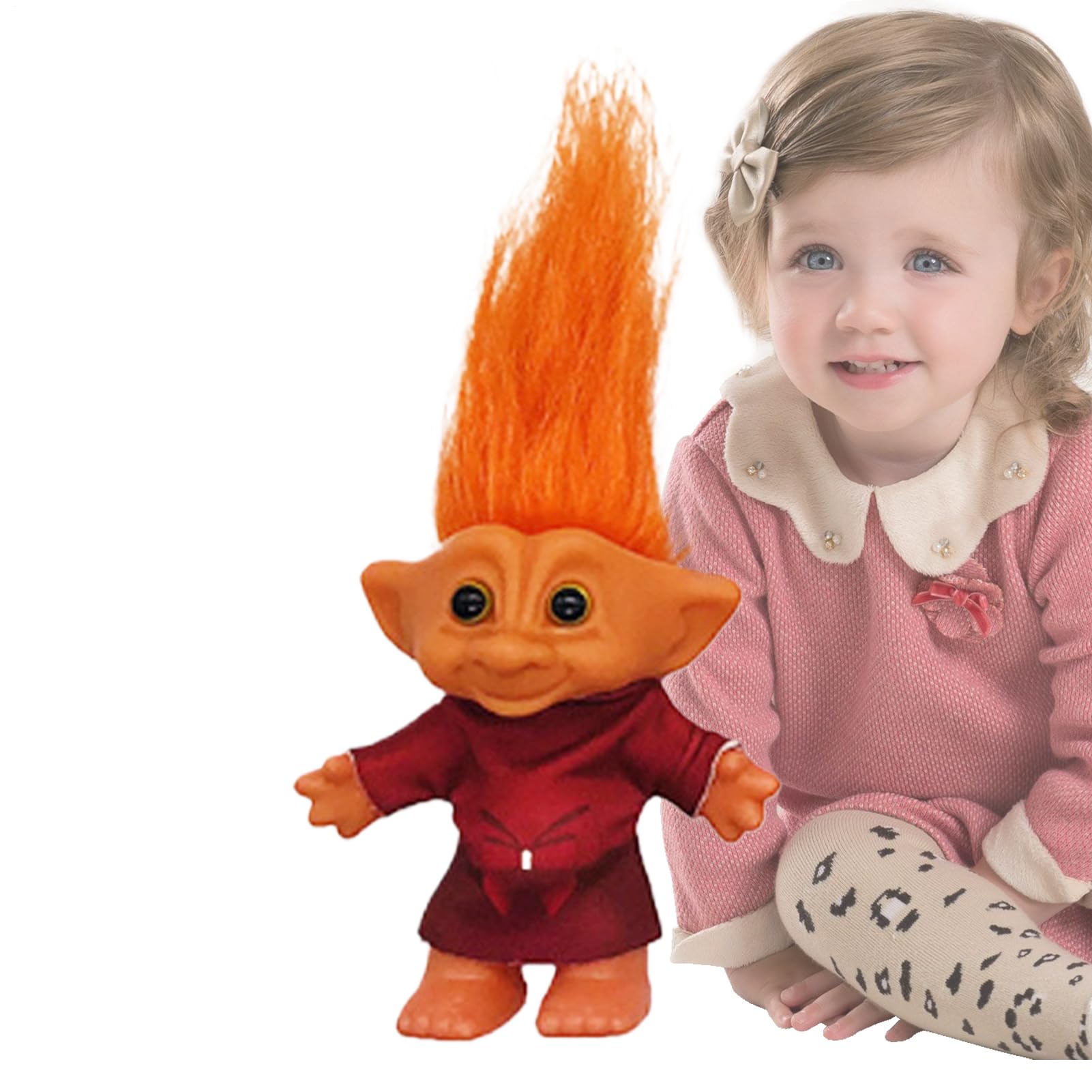 Small Troll Dolls | Cute Christmas Action Figures | Retro Funny Shelf Figurines, Decorative Desk Ornament for Holiday Living Room Shelf Bedroom Bookshelf