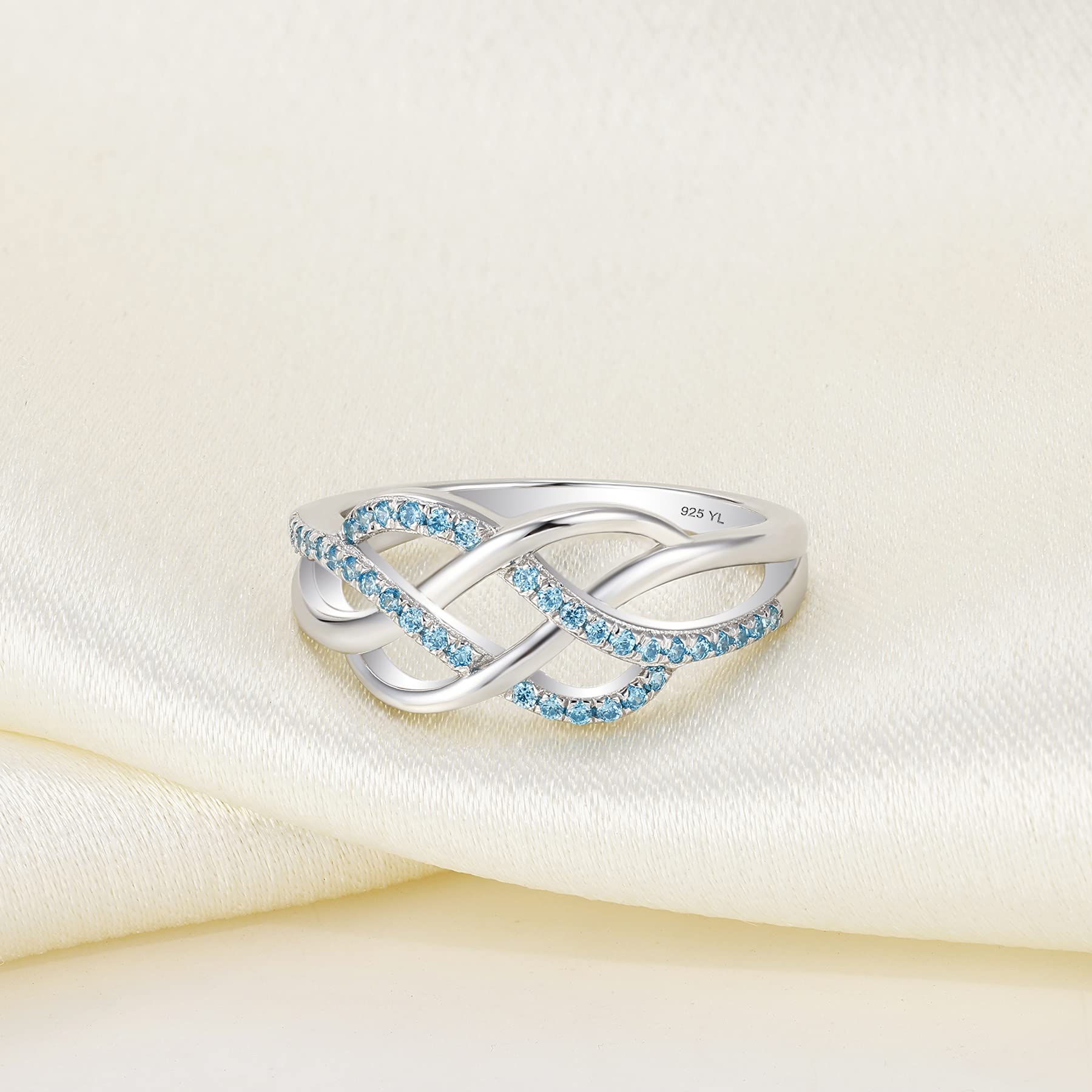 YL Keltischer Ring 925 Sterling Silber 5A Zirkonia Jubiläum Ewigkeit Unendlichkeit Keltischer Knotenring für Damen