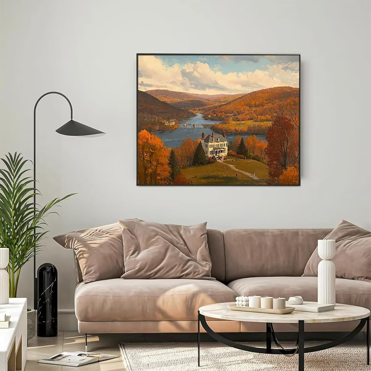 Herbst Dipingere con i Numeri Paesaggio Dipingere con i Numeri per Adulti Bambini Principianti, Fai da te Paint by Numbers Kit Artigianato Hobby Adulti, La Decora la Casa Regalo 90 x 120 cm JW-P
