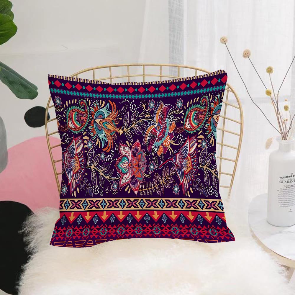 HYOSXW Cushion Cover,Throw Pillow Case Home Decorative for Living Room Bedroom Sofa Chair 16X16 Inch,Indian, bohemian, mandala, long scroll with ethnic pattern,Pillowcase 40X40cm