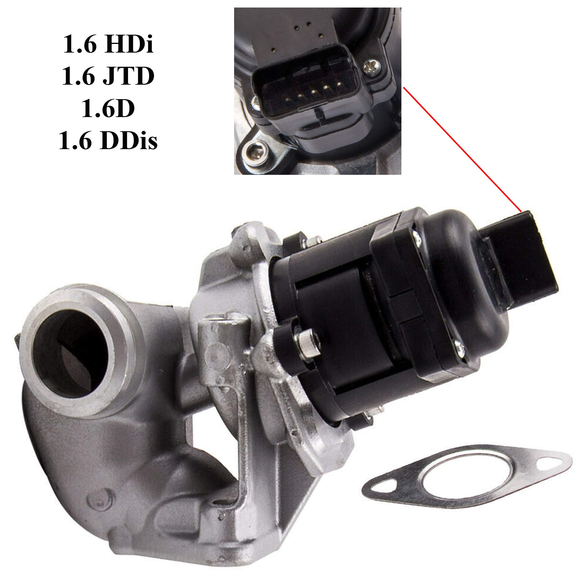 Partsline Soupape Vanne EGR compatible avec Berlingo, C2, C3, C4, C5, Jumpy, Scudo, C-Max, Fiesta, Focus, 206, 207, 3008, 307, 308, 407, Expert, Partner 1,6L 1,6 HDI JTD DDiS - 1618NR 9649358780