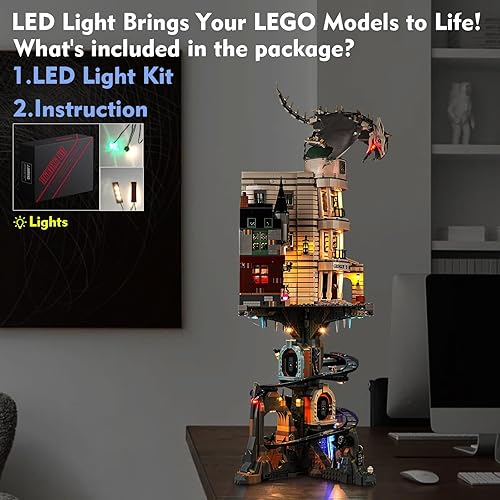 Miniatura 8 de Kit de luces LED para Lego Gringotts Wizarding Bank Edición Coleccionista 76417, accesorios de iluminación creativa compatibles con Lego 76417 Juego