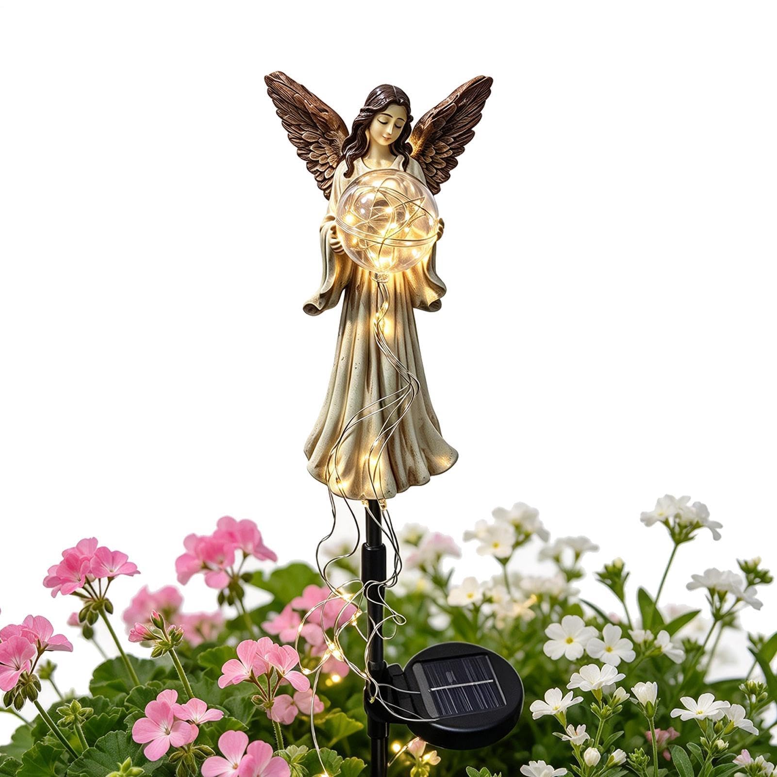 Luce Solare Angelo Da Giardino Statua Angelo Cascata Picchetto Memoriale