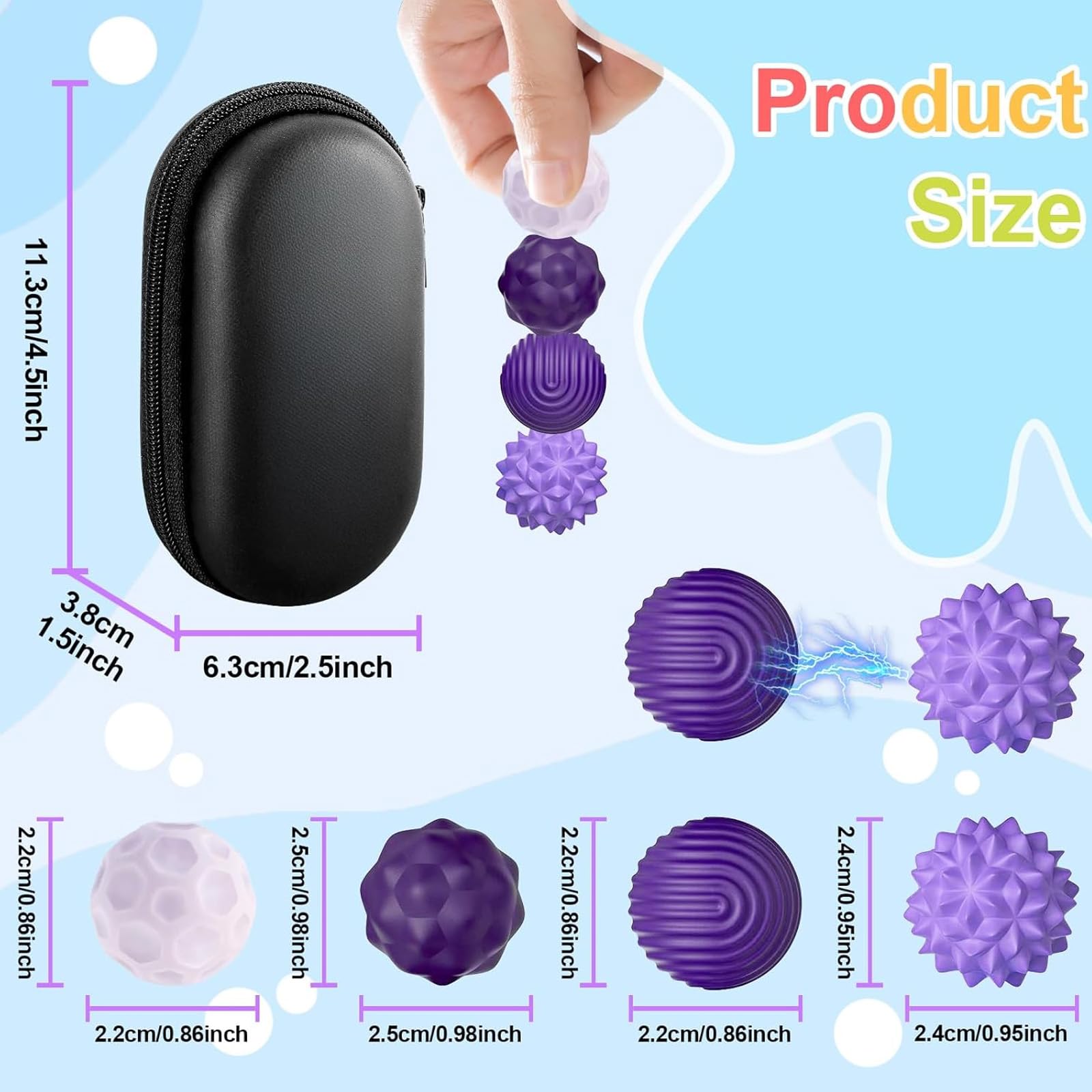 8PCS Magnetic Sensory Fidget Balls, Silicone Magnetic Balls Fidget Toys for Adults Stress Anxiety Relief Sensory Toys - Image 2