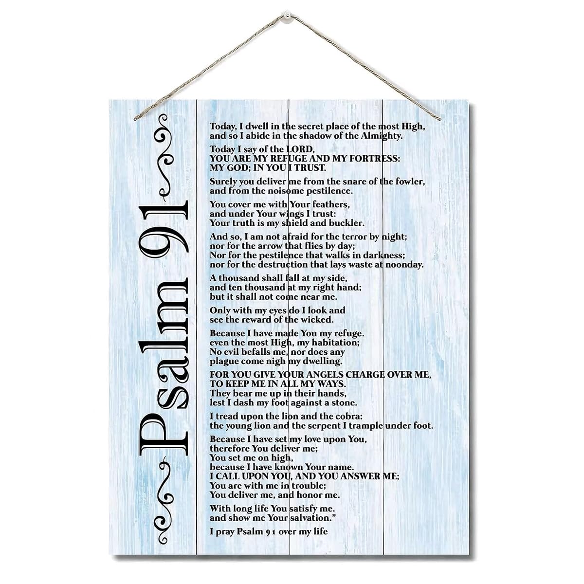 Inspirational Wood Art Signs, Psalms 91 Wall Sign, Hanging Printed Wall Plaque Wood Signs, Bible Verse Print, Christian Scripture for The Home or Office Decor, Christian Wall Decor 10 X 7.8 inch