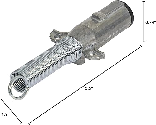 Miniatura 8 de Buyers Products - Conector de remolque de zinc fundido a presión de 2 vías, lado del remolque, pasadores horizontales con resorte, TC2002, PLATA