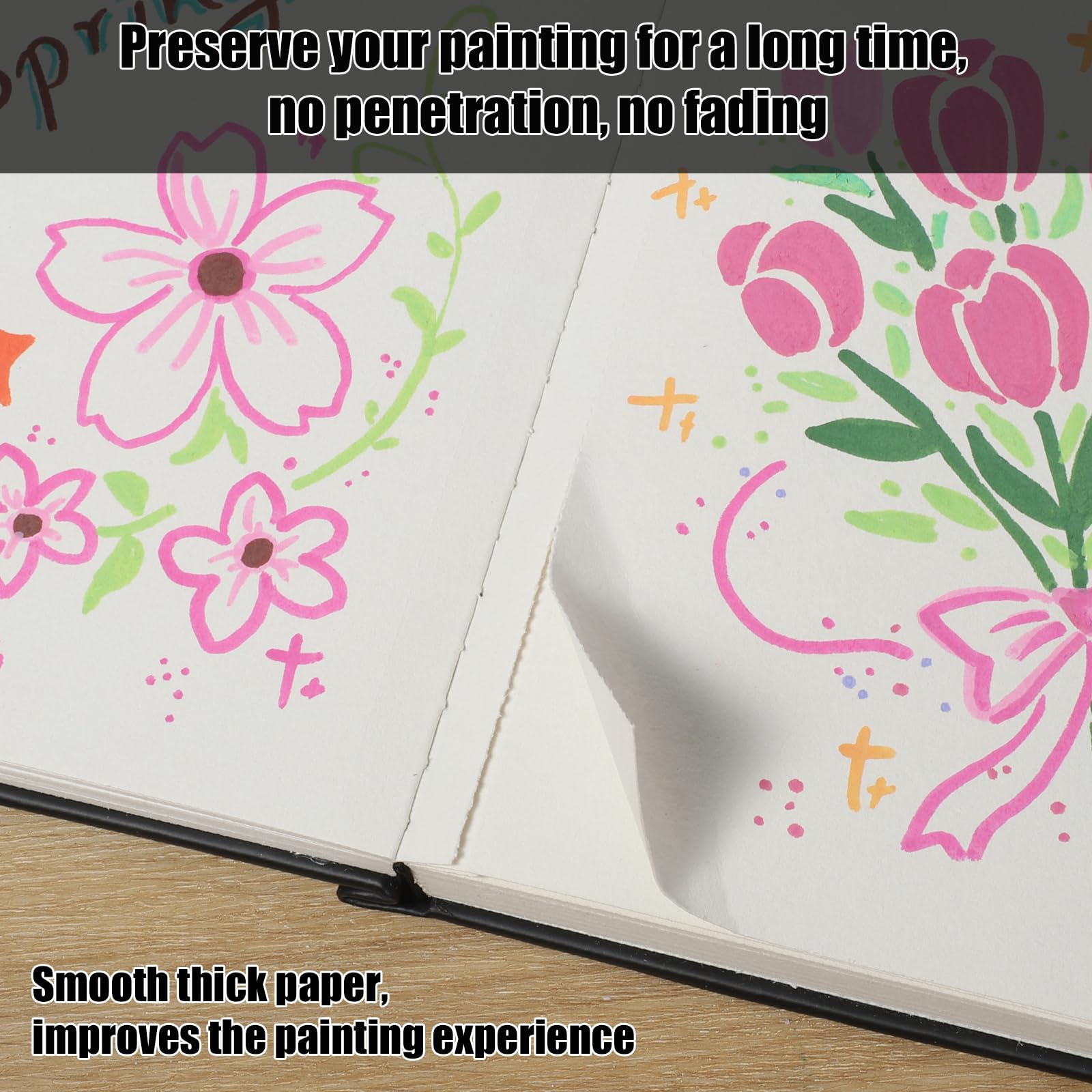 Square Sketch Book 60 Sheets, Sketchbook with 200GSM Thick Paper - Black Hardback Art Drawing Pad for Sketching 20 x 20 cm, 120 Pages - Image 4