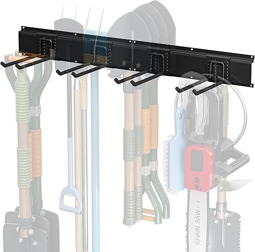 TICONN Estante de almacenamiento de herramientas de organización de garaje, sistema organizador de colgador de pared resistente para cobertizo,