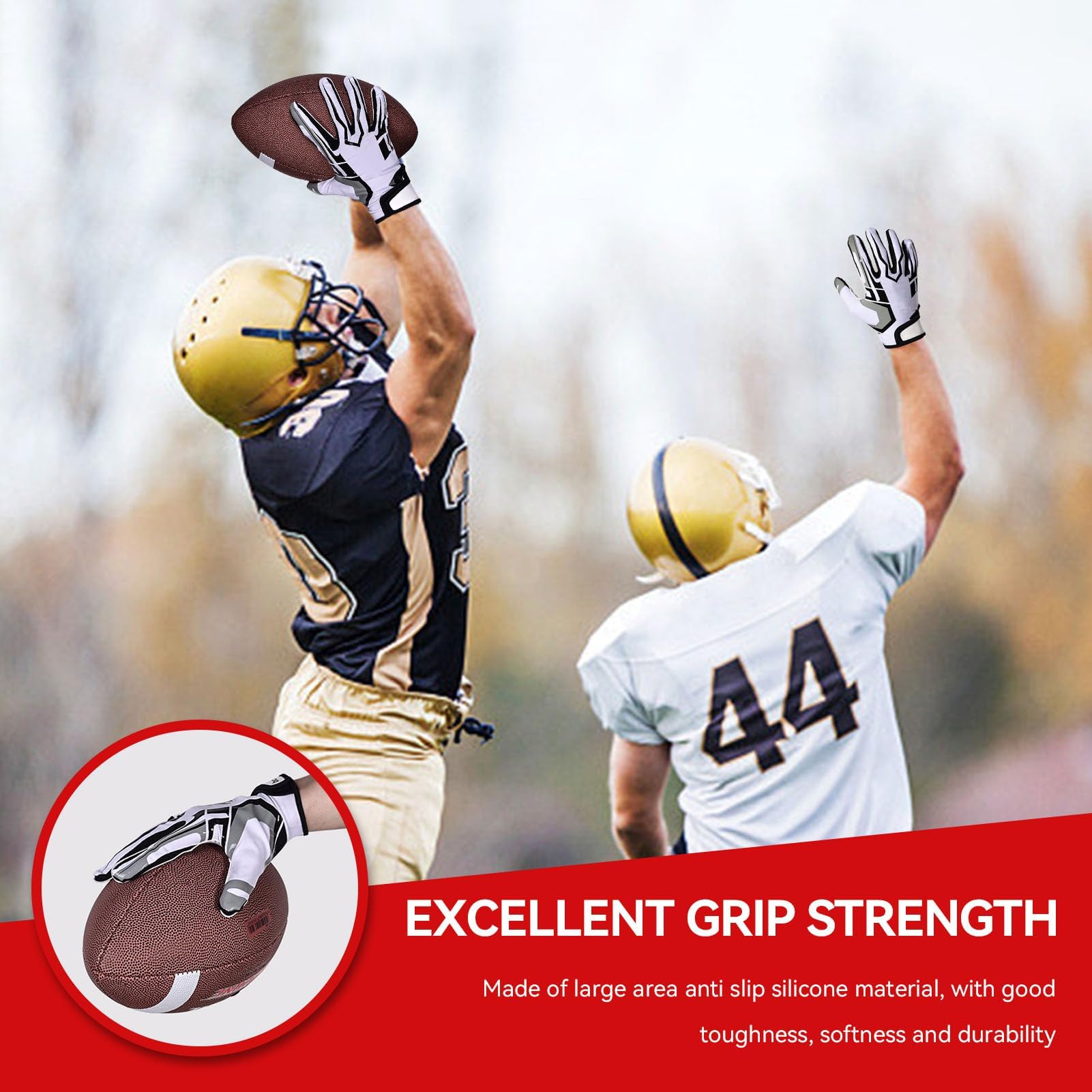 HERCHR Guantes Deportivos Antideslizantes, Guantes De Rugby De Fútbol Americano, Guantes Deportivos Transpirables con Dedos Completos, Protectores De Manos Deportivos, Producto Deportivo De Equipo