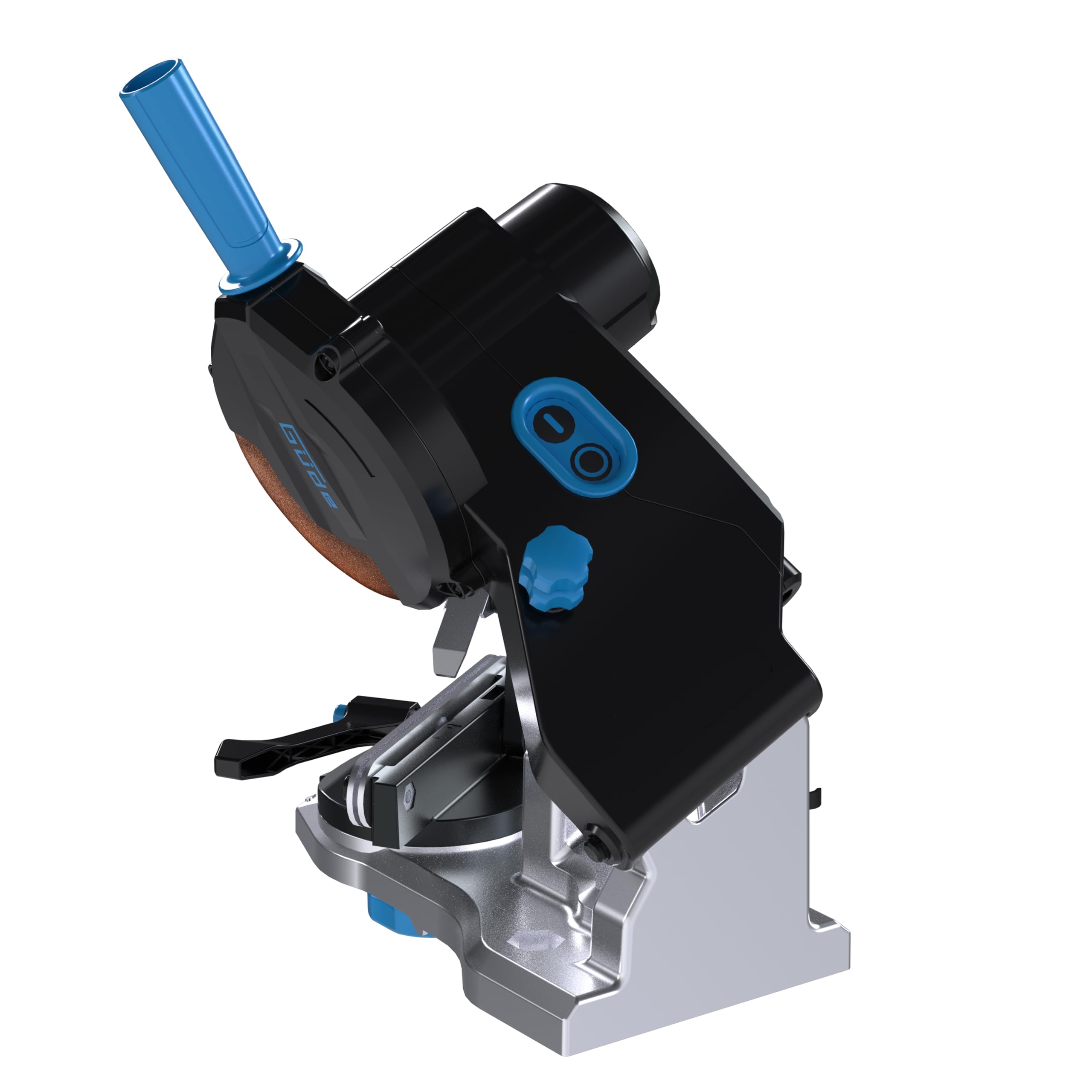 Güde Afilador de cadena de sierra GKS 108 L – 230 V, 85 W, 5000 rpm, diámetro del disco 10,8 centímetros, ángulo de afilado de hasta 35 grados izquierda y derecha, luz de trabajo LED, base de aluminio