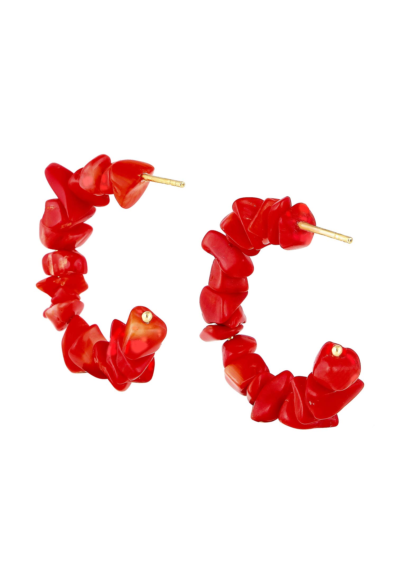 Elli Ohrringe Damen Creolen Rot Koralle Beads 925 Silber