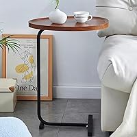Vista 3 de Mesa auxiliar en forma de C, mesa de sofá pequeña, mesa auxiliar, mesita de noche mesa auxiliar con marco de metal para sofá, dormitorio, sala