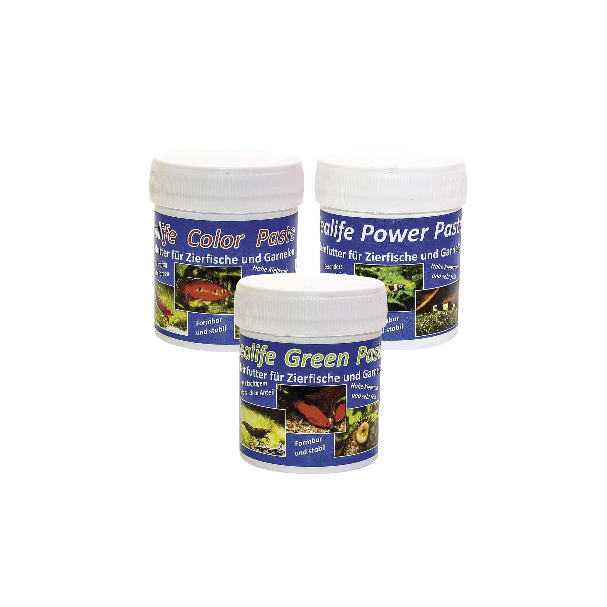 3er-Set Sealife Futter Pasten - Fischfutter und Garnelenfutter Farbfutter Aufzuchtfutter Hauptfutter