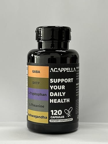 Miniatura 7 de ACAPPELLA Ashwagandha Suplementos con GABA Suplemento 5-HTP L - Cápsulas de teanina y cápsula de L-triptófano - 120 unidades