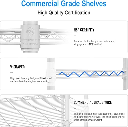 Miniatura 6 de pouseayar Estantería de alambre de esquina NSF de 6 niveles con forma pentagonal, estante de almacenamiento ajustable de capacidad de 2100 libras